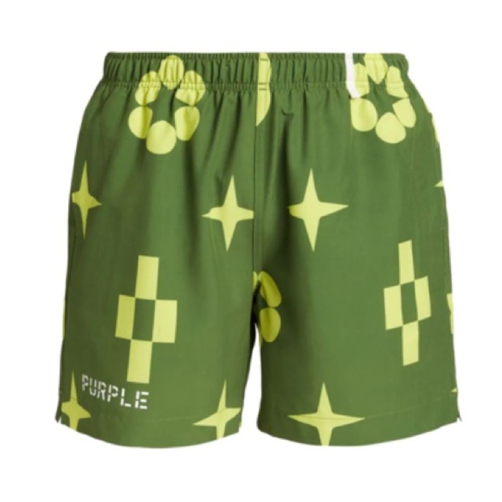 Purple Brand Jumbo Monogram Swim Shorts Military Green Men’s Size Small